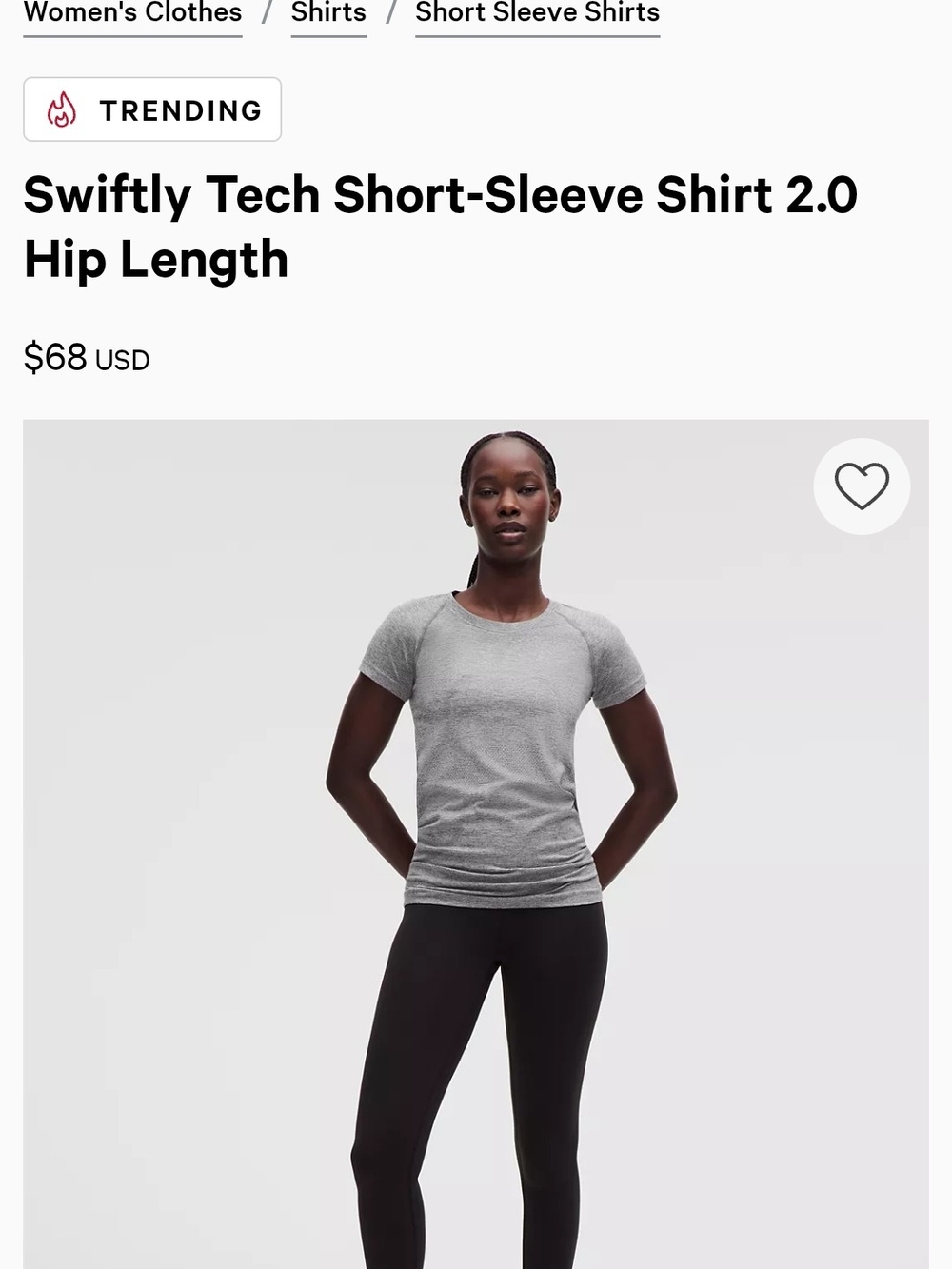 lululemon athletica Swiftly Tech Short-Sleeve Shirt 2.0 in Gray